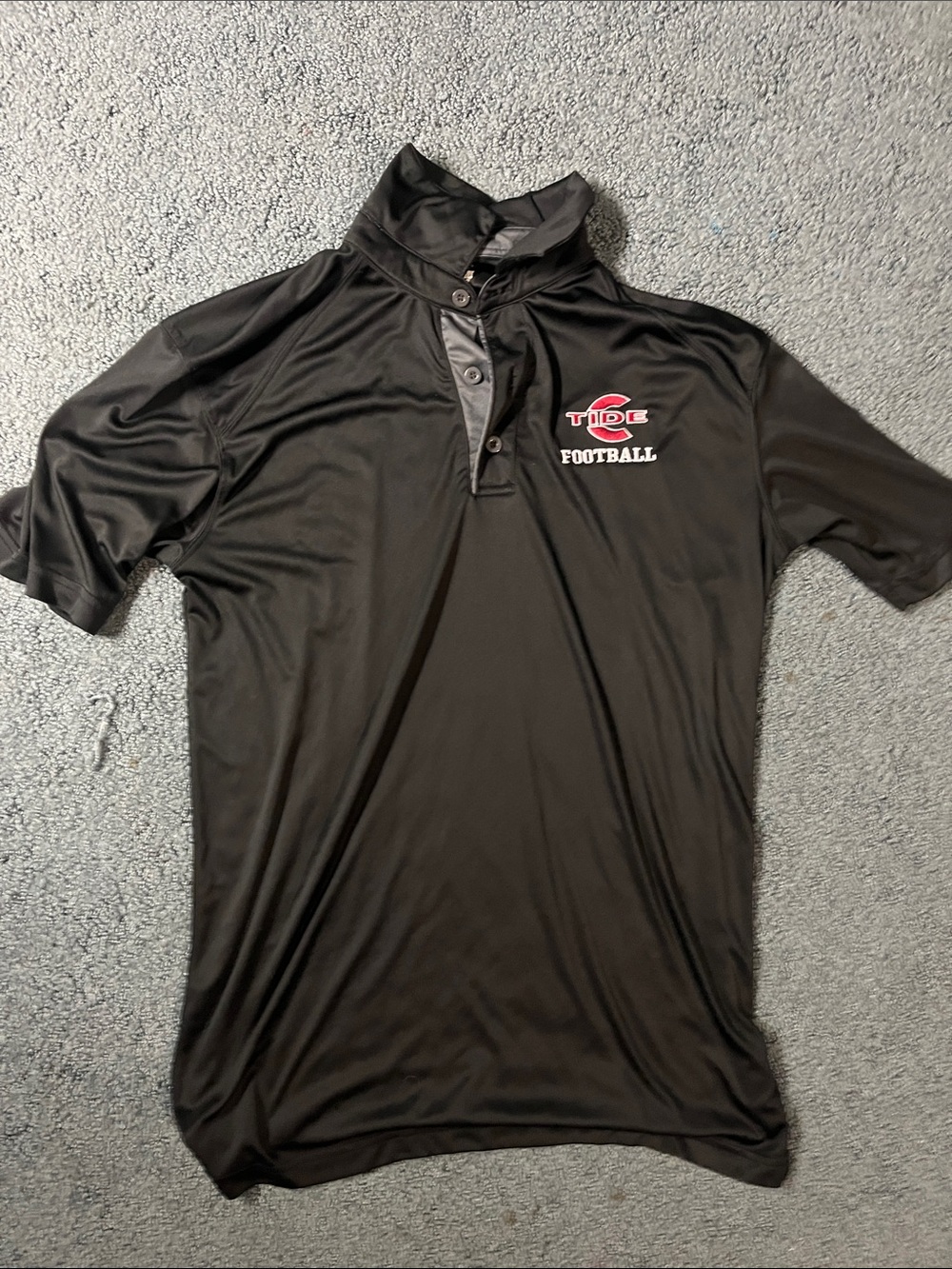 Men's Black Performance Polo with Tide Football Embroidery